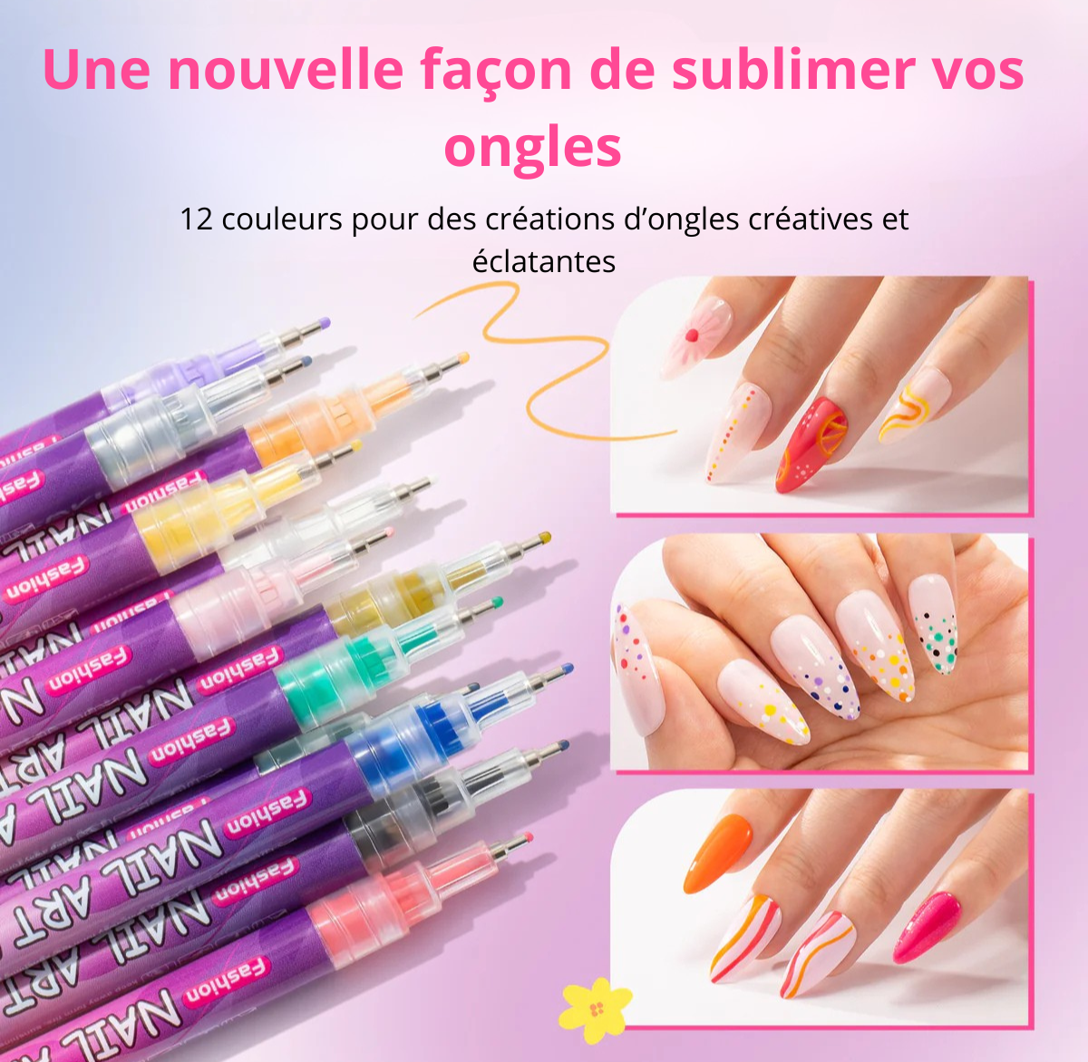 Coffret de 12 stylos nail art – vue 10